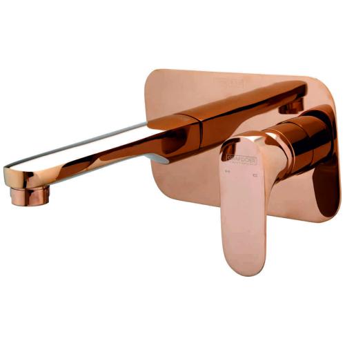 Single Lever Basin Mixer Wall Mounted (Exposed Parts Kit Consisting of Operating Lever, Wall Flange & Spout) Rose Gold